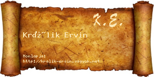 Králik Ervin névjegykártya